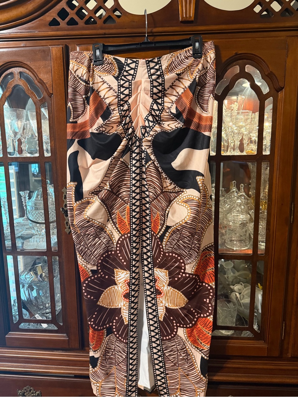 SHEIN Printed Maxi Skirt in Brown, Black & Cream Size 1XL - Picture 2 of 5